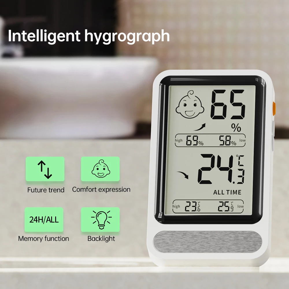 Indoor Digital Electronic Temperature and Humidity Meter Home Environment Monitoring With Backlight -20℃ ~ 60℃(-4℉ ~ 140℉)