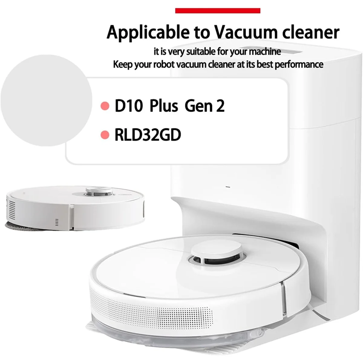 ชุดอุปกรณ์เสริมสําหรับ D10 Plus Gen 2/RLD32GD หุ่นยนต์เครื่องดูดฝุ่นหลักแปรงด้านข้างกรองฝุ่นกระเป๋า Mop ผ้า