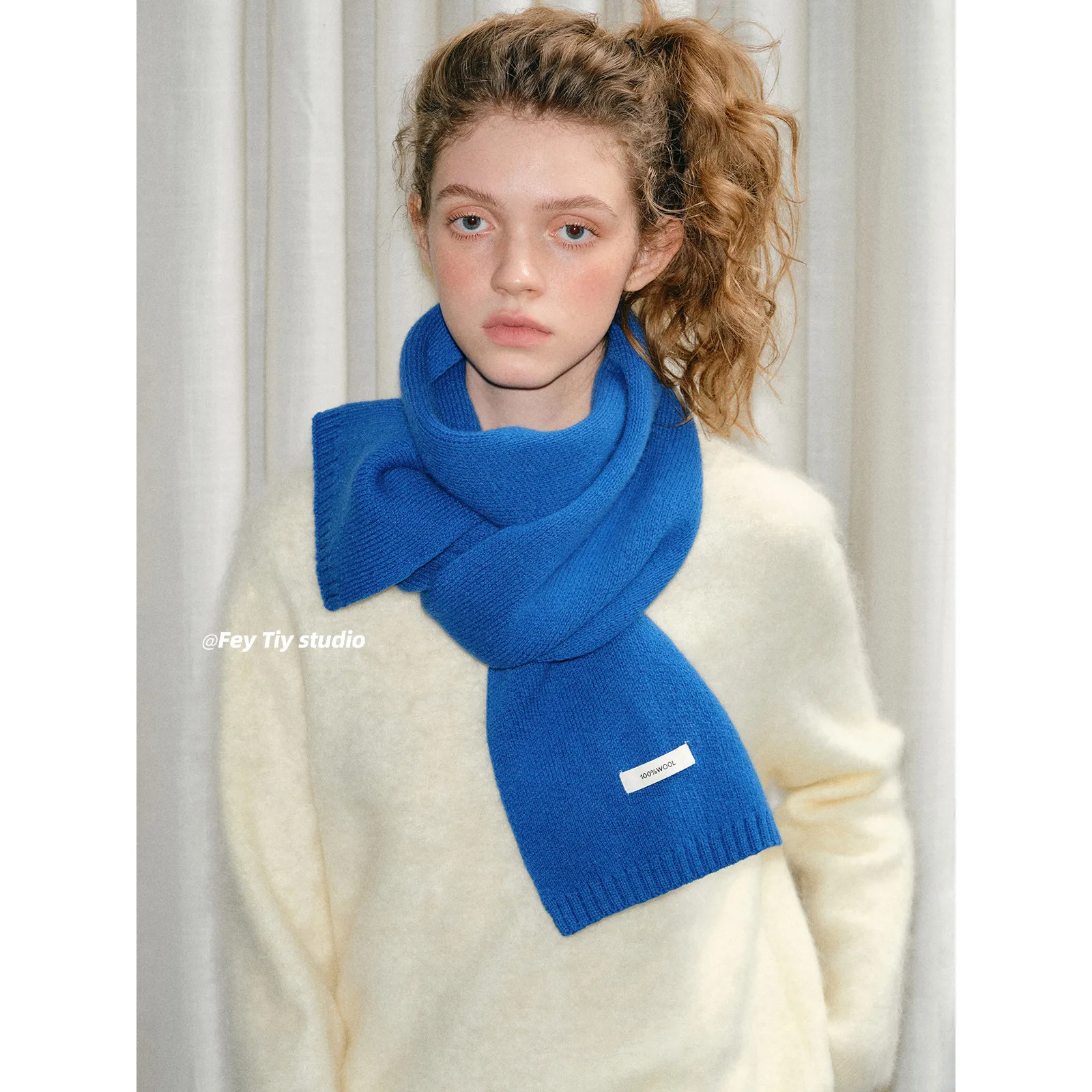 Korean Original Order 100% Australian Pure Wool Knitted Scarf Women's Winter Warm and Cold Solid Color Gift Couple Wool Scarf