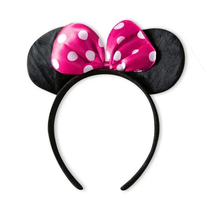 3pcs Halloween Red Pink Minnie Mickey Ears Headband for Kids Christmas Carnival Party Big Bow Hairband Girls Hair Headwear