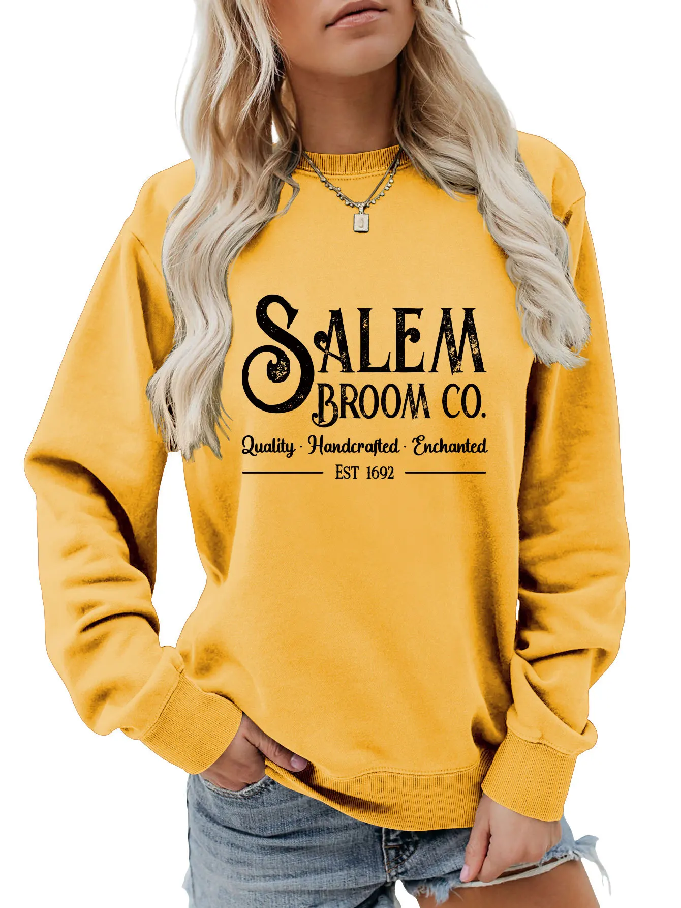 Autumn women's hoodie salem broom co luality printed pullover loose round neck long sleeve hoodie casual 100 top fashion ladies