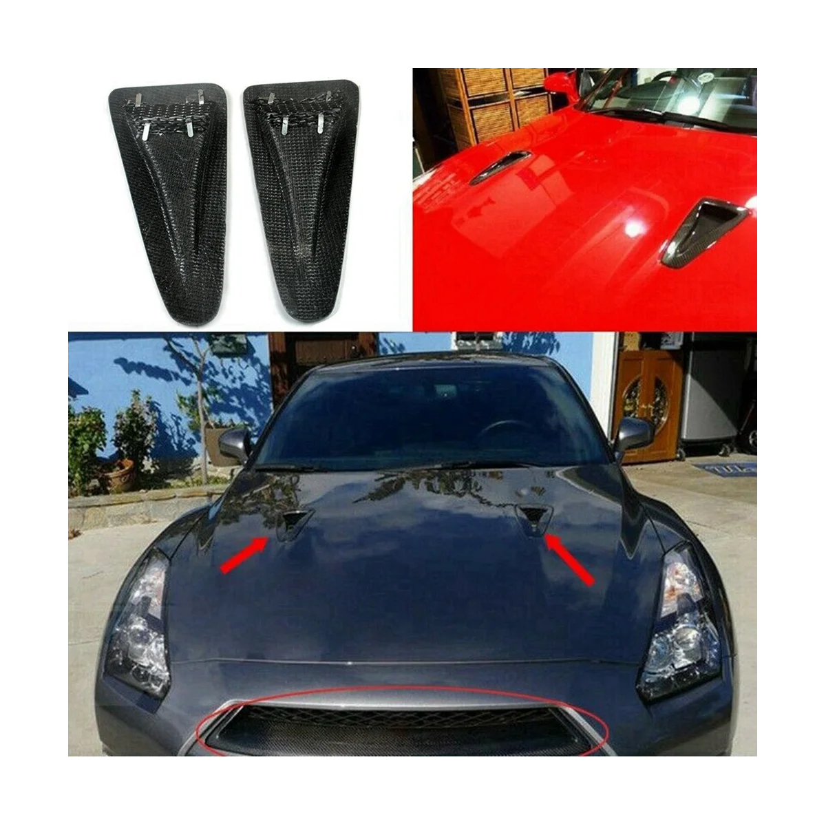 

Hood Vents Hood Vents Automobile for 2008-2016 Nissan GTR R35