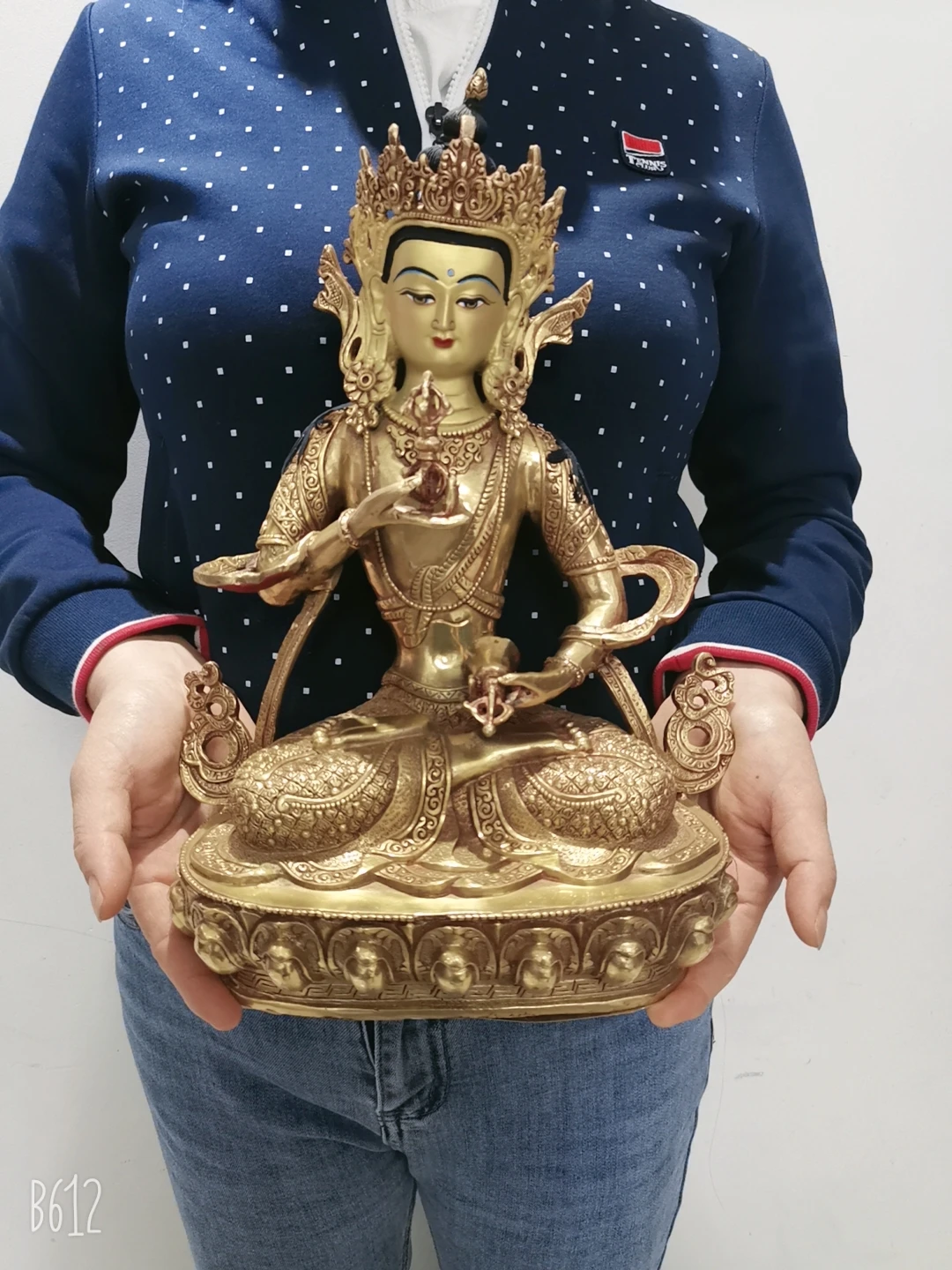 33cm lage Nepal Buddha statue GOOD copper gilding Worship Vajrasattva Vajra Family safe