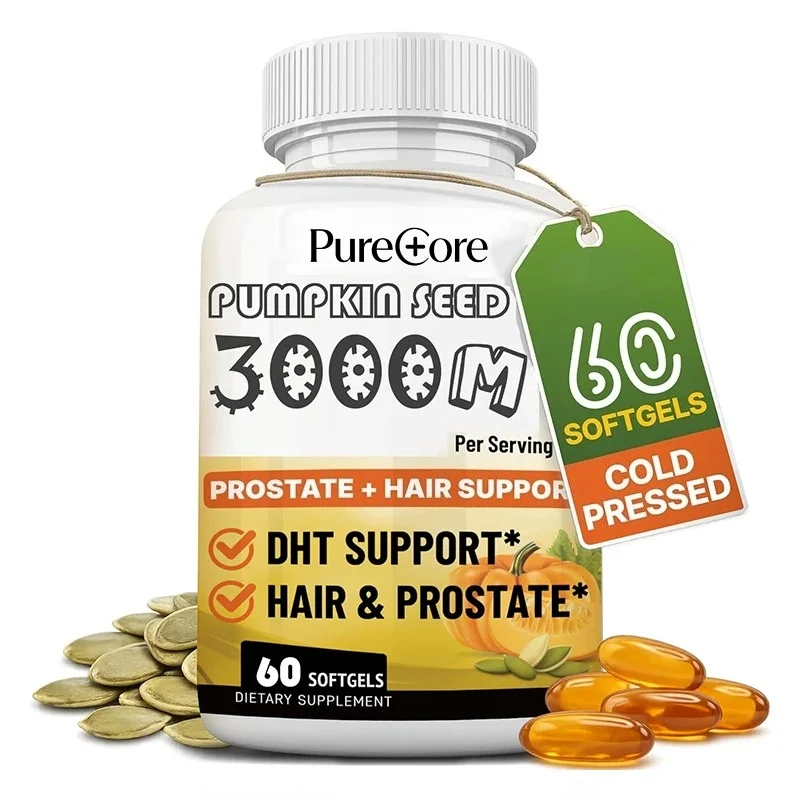 3000 Milligrams of Pumpkin Seed Oil, Hair Growth Support, Containing Plant Sterols, Skin Health Omega 3 6 9,60 Soft Capsules