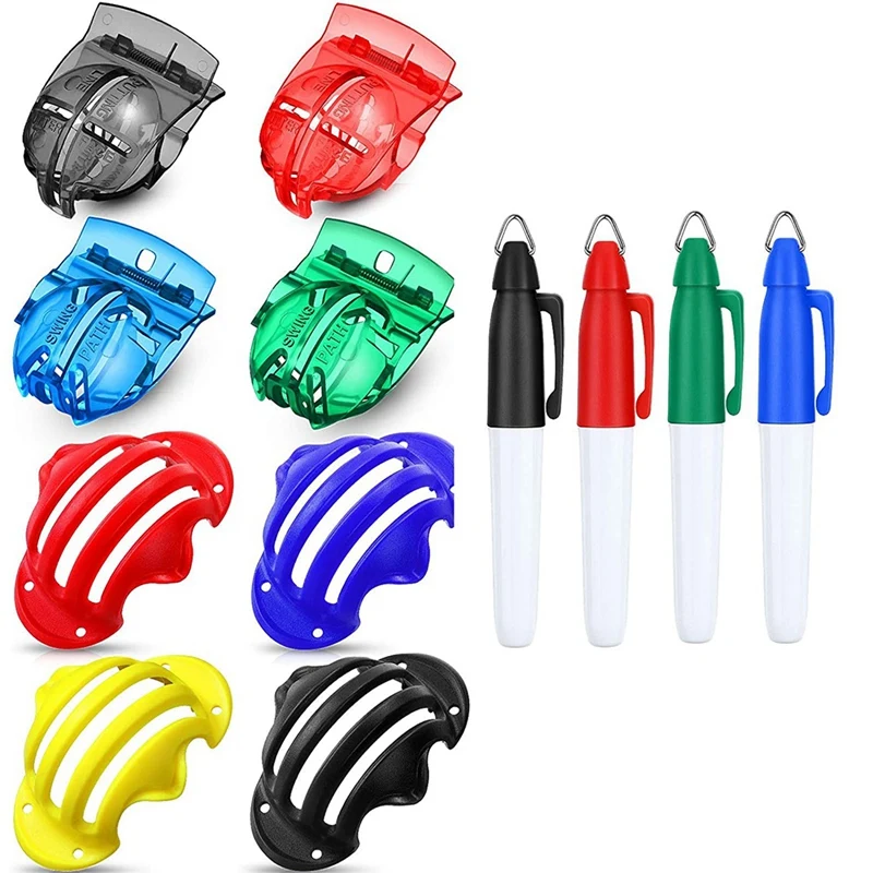 8 Pcs Golf Ball Markers Golf Line Drawing Tools Lined Ball Marker Clip Golf Marker Putter Tool With 4 Golf Marker Pens