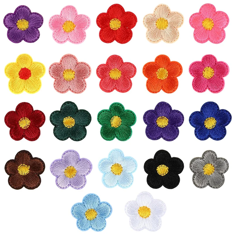 22Pcs Colorful Floral Iron On Patches Embroidered Appliques Clothing Repair Patch Embroidery DIY Sewing Patches for Jeans Jacket