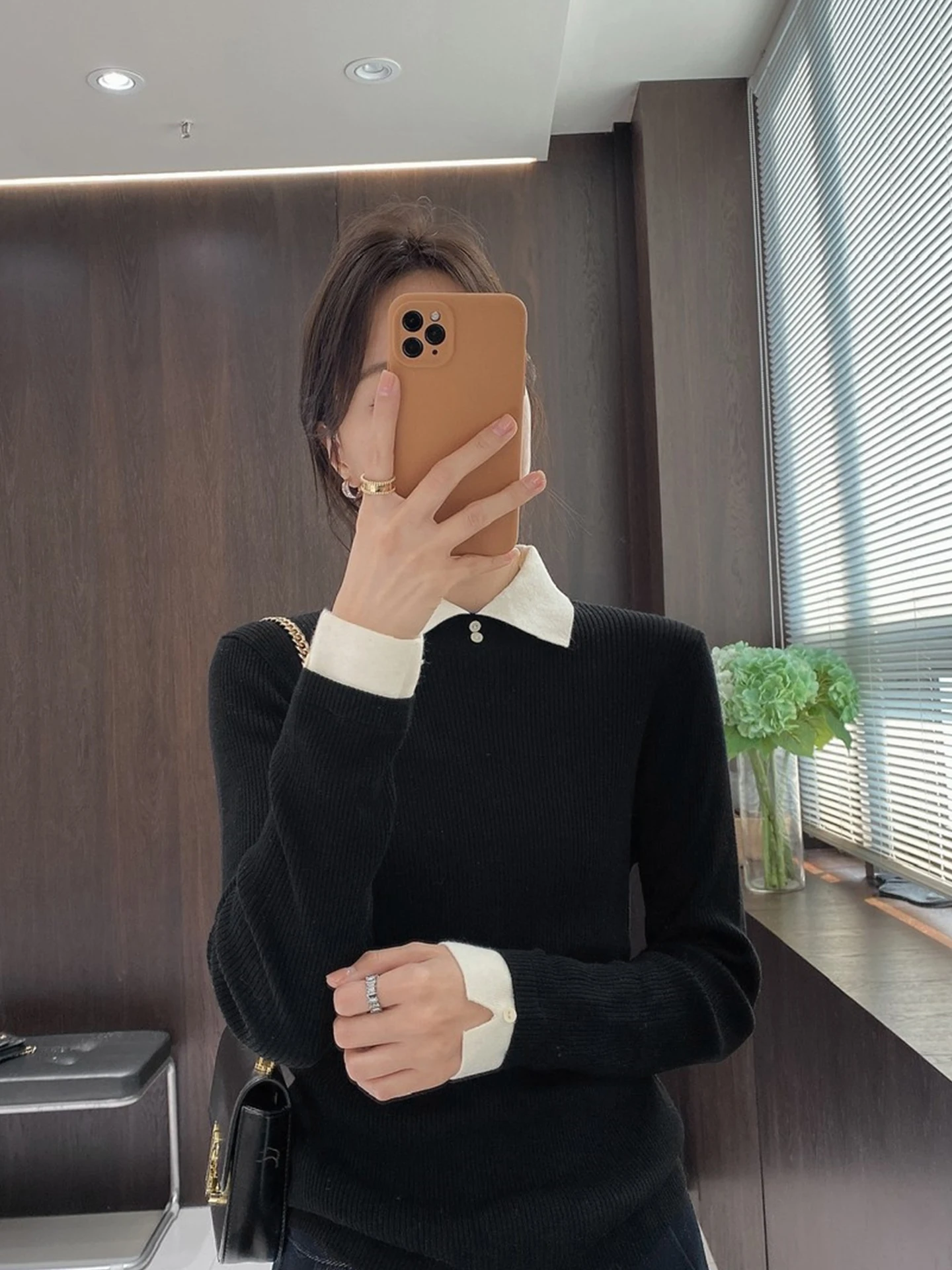 

Модная верхняя одежда Long Sve Color Blo Трикотажная основа irt Корейский Sle Commute Прямой крой Slim Fit Осень Зима Faionable