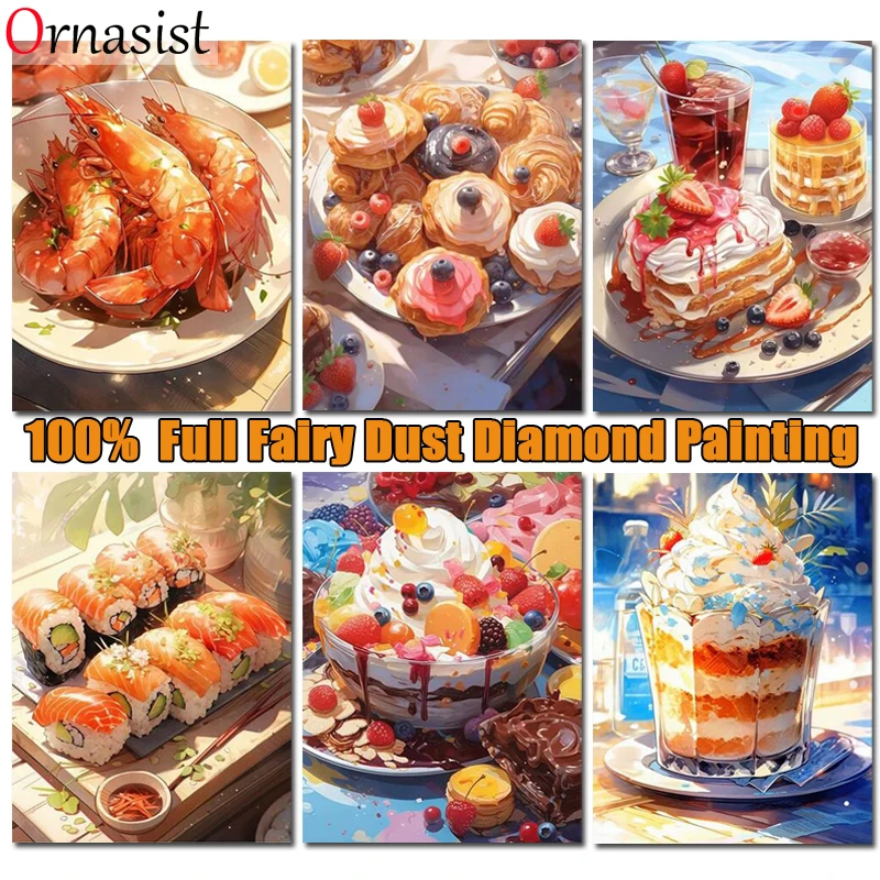 Cibo fata polvere pittura diamante torta Dessert cristallo pieno mosaico ricamo punto croce kit decorazione della casa diamante arte regalo