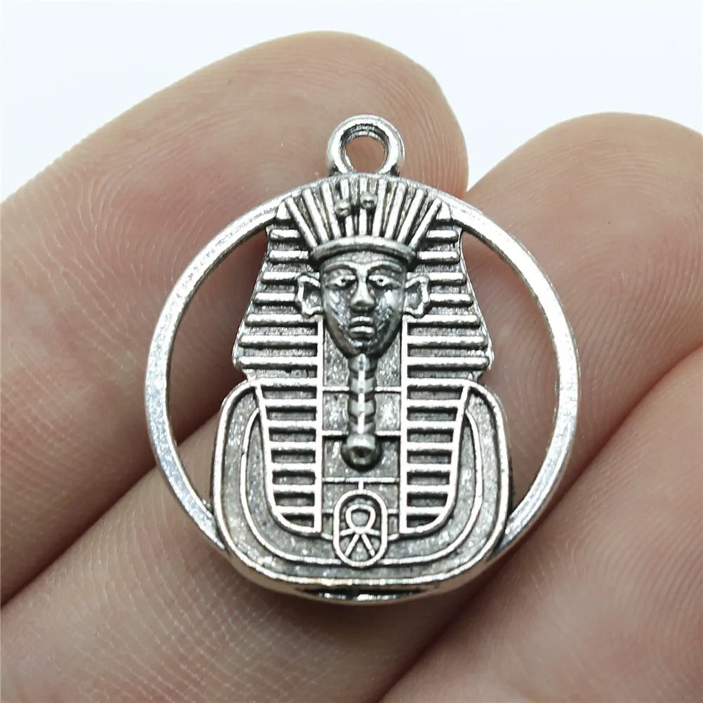 WYSIWYG 4pcs 26x23mm 2 Colors Ancient Egyptian Double Sided Egyptian Pharaoh Charms Pendant For DIY Jewelry Making