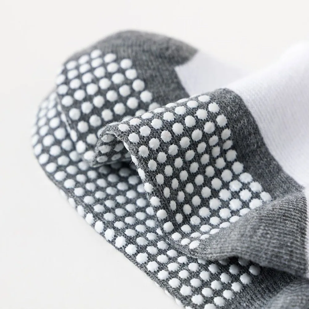 5Pairs Mid Tube Anti-Slip Socks Solid Cotton Sticky Children's Floor Socks Non-Slip Gripper Breathable