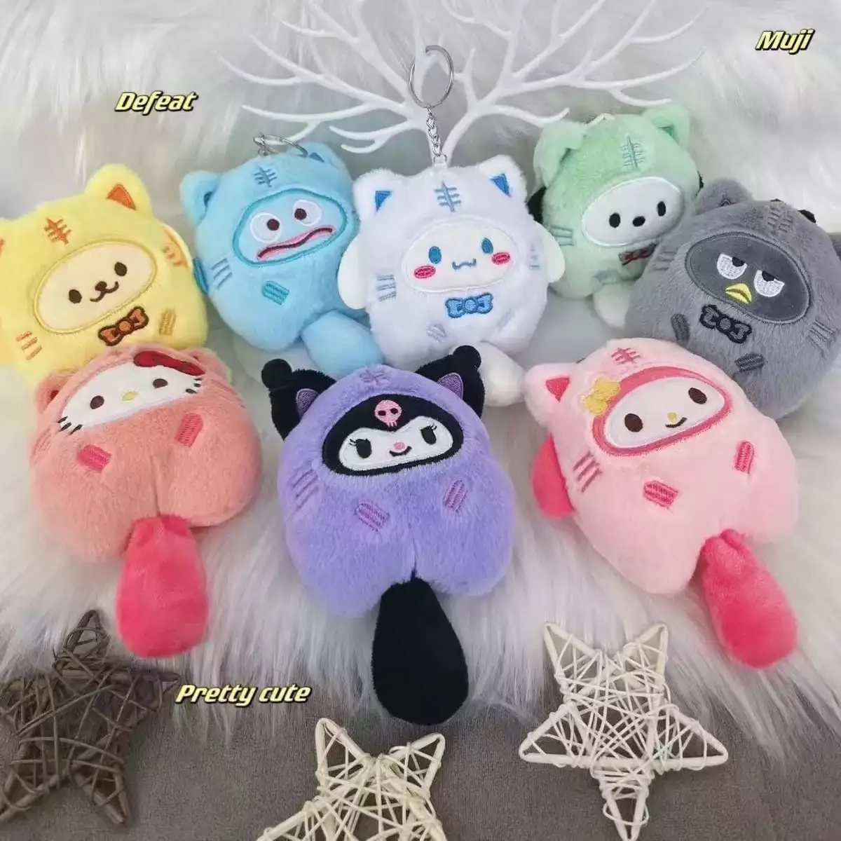 Sanrio Plush Toy Keychain Cartoon Pendant Decoration Accessory for Car Interior Cute Doll Small Pendant Decoration