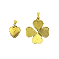 BoYuTe 22*21*12MM Raw Brass Memory Locket Heart Photo Locket Clover Locket Vintage Jewelry Pendant Materials