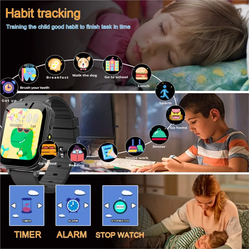 Kids Smart Watch Music Play Flashlight 22 Games Pedometer Habit Tracking Children Smartwatch Boys Girls Gifts Clock