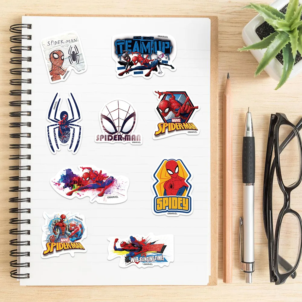 50PCS Disney Spiderman Stickers Anime Movie Decal Book Skateboard Laptop Motorcycle Waterproof Cartoon Sticker Kids Toy Gift