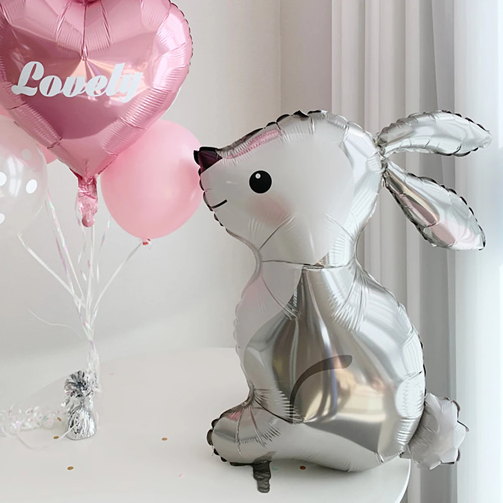 3D Cute Rabbit Foil Balloon Jungle Animal Bunny Helium Balloons Children Birthday Party Decorations Baby Shower Globos Kids Toys