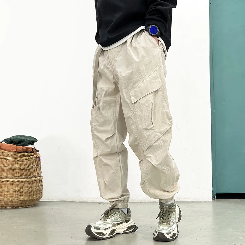 Pantaloni cargo coreani Techwear Uomo Primavera Estate Quick Dry Leggero Streetwear Casual Loose Fit Pantaloni affusolati Hip Hop Trendy
