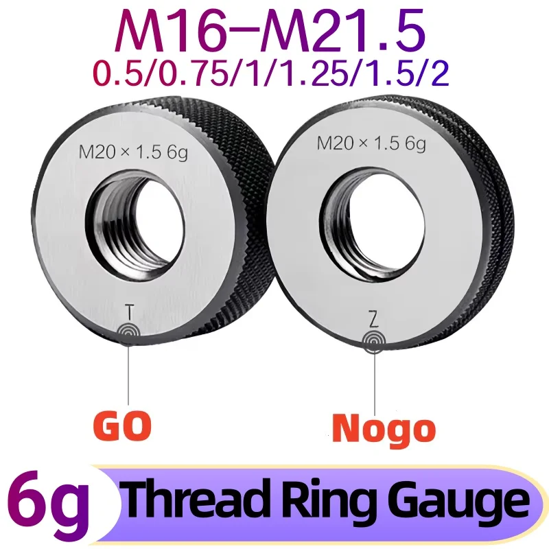 VAYAVOOG 1SET(1*GO+1*NOGO) 6g Thread Ring Gauge M16 M17 M18 M19 M20 M21 M21.5 X0.5 X0.75 X1 X1.5