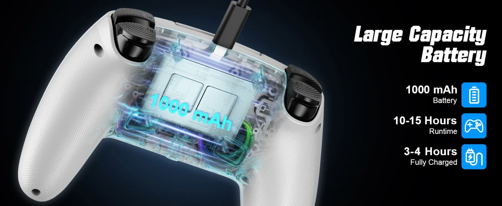 Für Playstation 5/PS5 Pro/Slim/PC RGB BT Kabelloser Controller mit Dual-Shock-Marko/Turbo-Programmfunktion, 3,5-mm-Audioanschluss, Gamepads – Detail 32