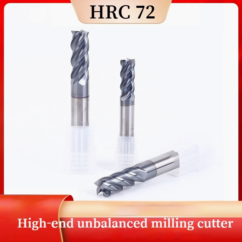 

Концевая фреза из карбида вольфрама, 4 флейты HRC72 6, 8, 10, 12, 18, 20 мм, фреза с ЧПУ для твердой стали, титана