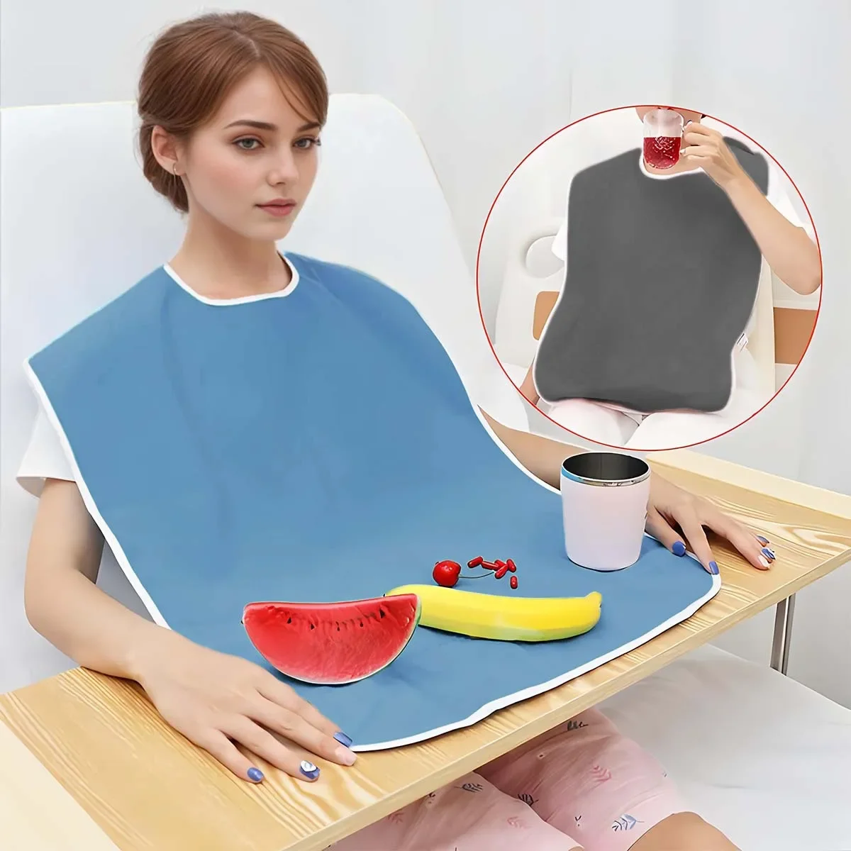 1pcs Stain Resistant Adult Bibs for Men and Women - Perfect for Seniors and a Mess-Free Diet