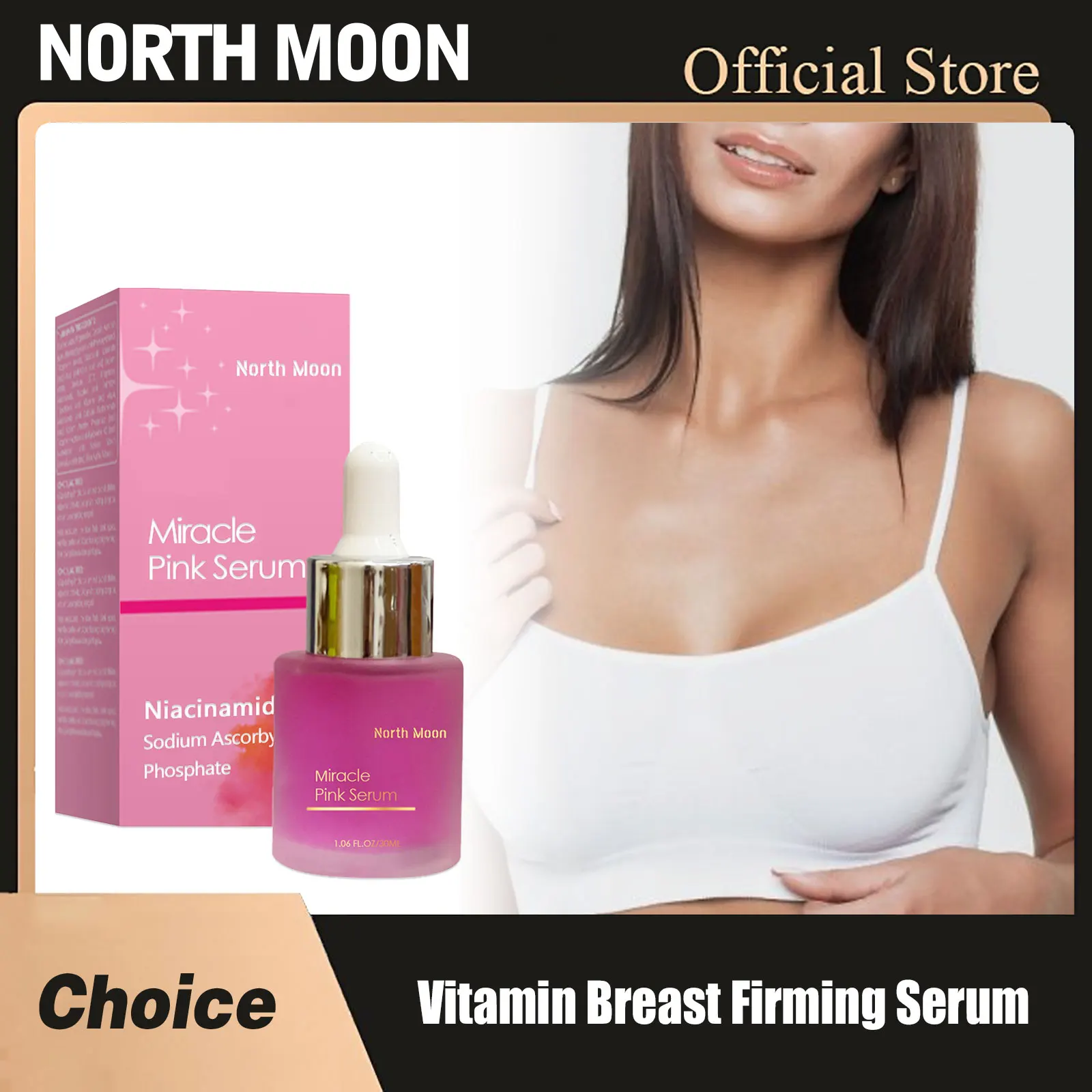 

North Moon Vitamin Breast Firming Serum Improve Sagging Keep Lifting Increase Tighten Massage Skin Reduce Saggy Breast Care Oils