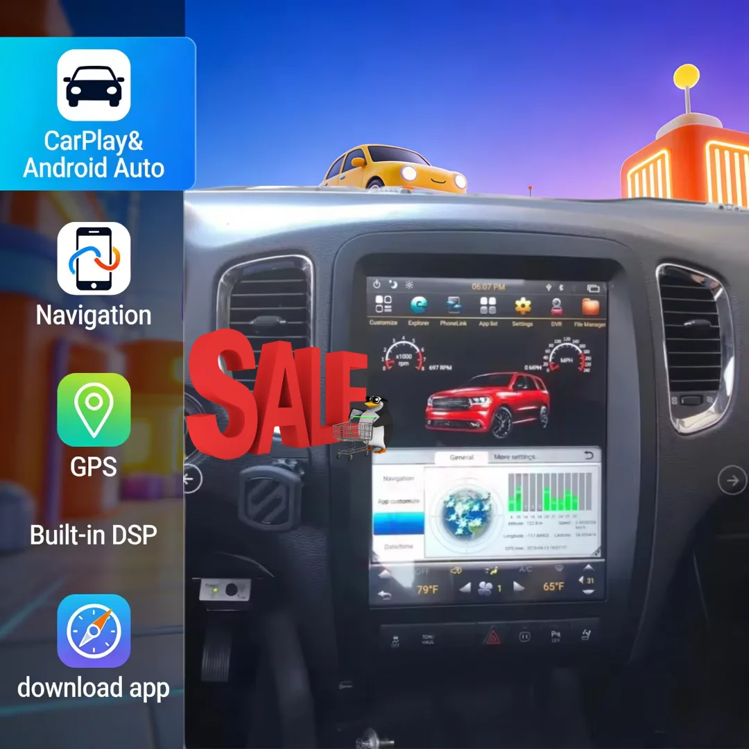 

13-дюймовый ЖК-экран, 2DIN радиоприемник для Dodge Durango 2011-2020, GPS, CarPlay, Android, мультимедийный видеоплеер, стереосистема, навигация, головное устройство