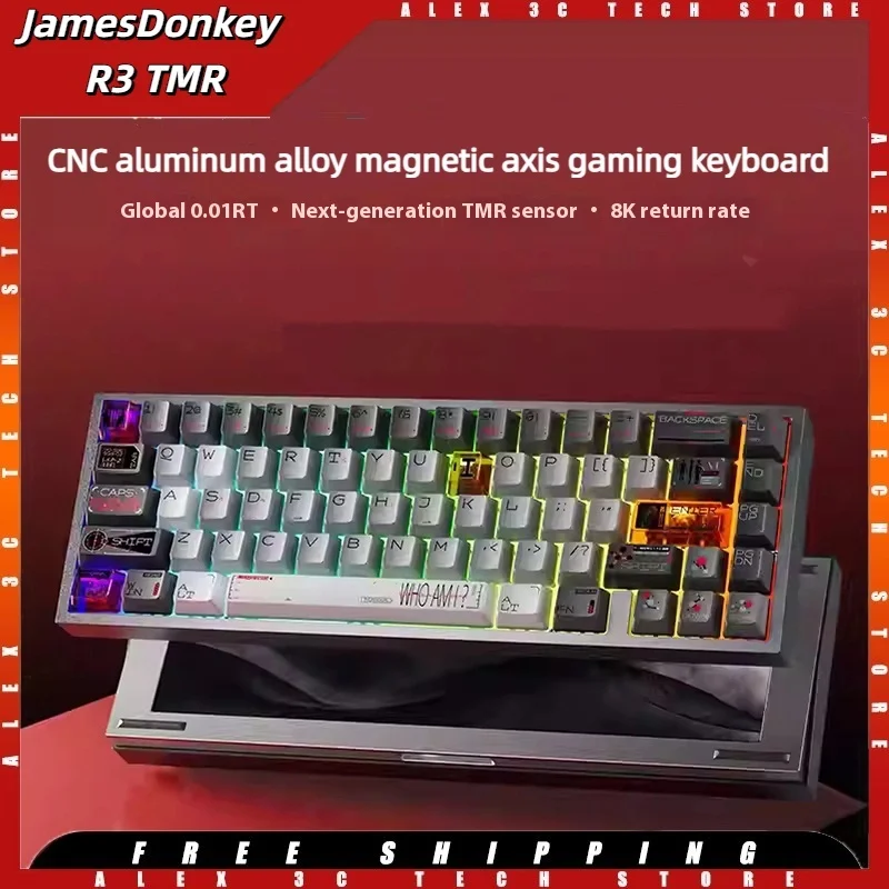 

JamesDonkey R3 TMR 68% Magnetic Switch Keyboard Wired CNC Aluminum 8K Hz RT0.01mm Gasket RGB Hot Swap Gaming Mechanical Keyboard
