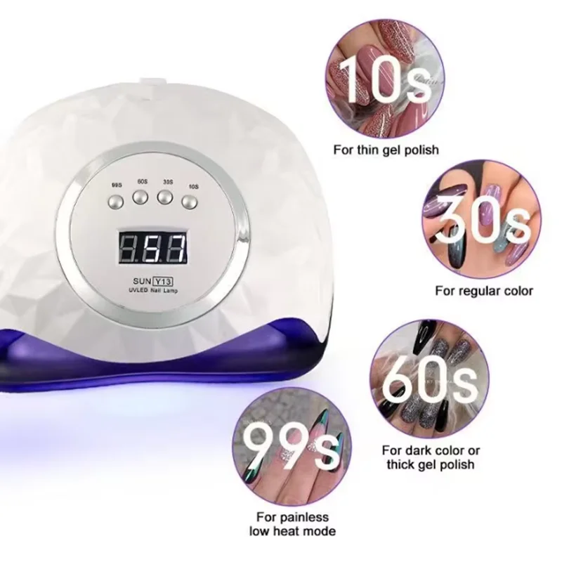 เครื่องอบเล็บ UV LED ระดับมืออาชีพ พร้อมหลอด LED 60 ดวง อุปกรณ์เลเซอร์รักษาเชื้อราเล็บ ตัวตั้งเวลา จอ LCD เซ็นเซอร์อินฟราเรด บำบัดด้วยแสงสำหรับทำเล็บ