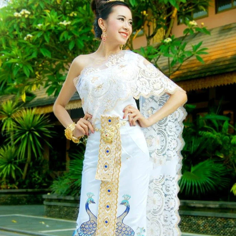 thailand traditional dress Yunnan Tourism Attire: Xishuangbanna Embroidered Green Top and Traditional skirts for ladies Traditional Princess Dress Ethnic Suit from Thailand