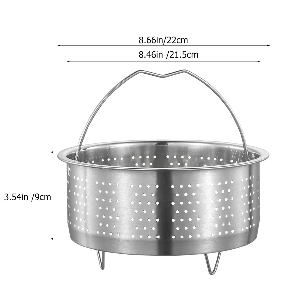 Stainless Steel Rice Steamer Pot Round Basket for Seafood Dumpling Pressure Cooker Drainable Steaming Rack Dim Sum