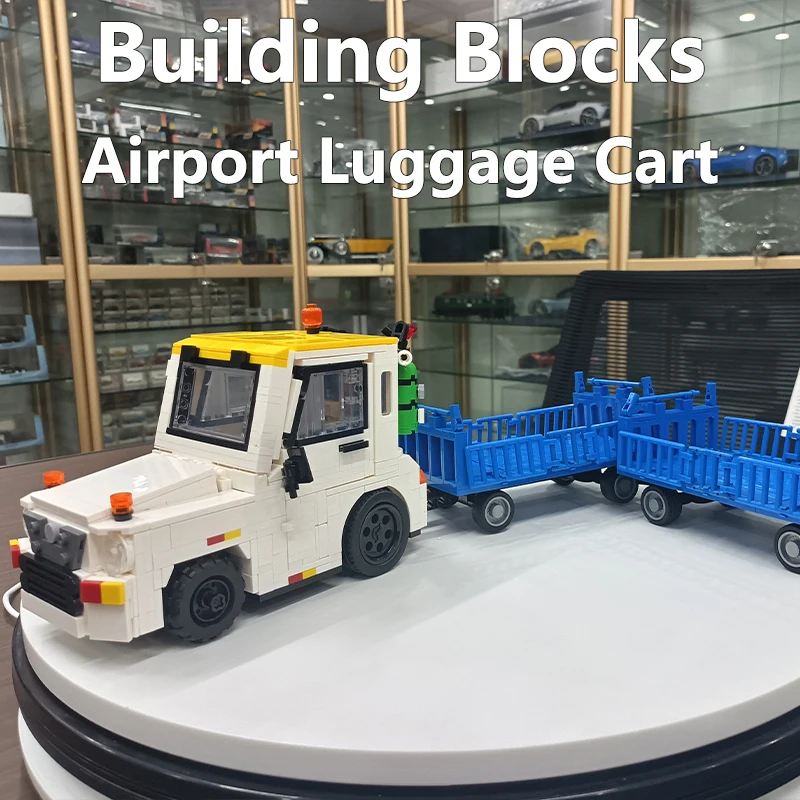 

941PCS New Building Blocks Airport Luggage Cart Toys Creative Puzzle Blocks Decoration Toys for Kids Adults Collectible Gifts