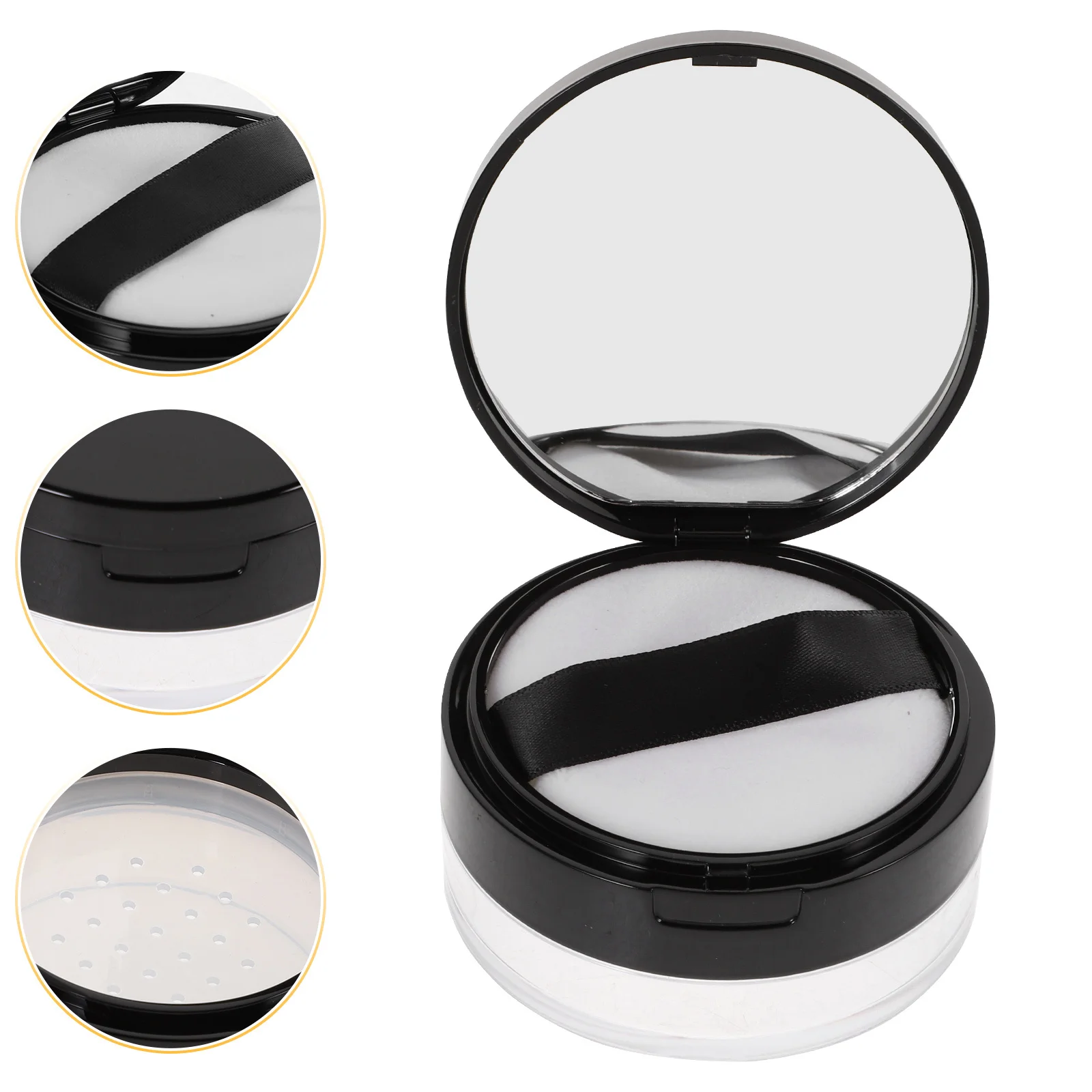 

Mirror Included Empty Powder Case Portable Loose Powder Container with Mesh Divider Non-Leak for Daily Use Travel Essential