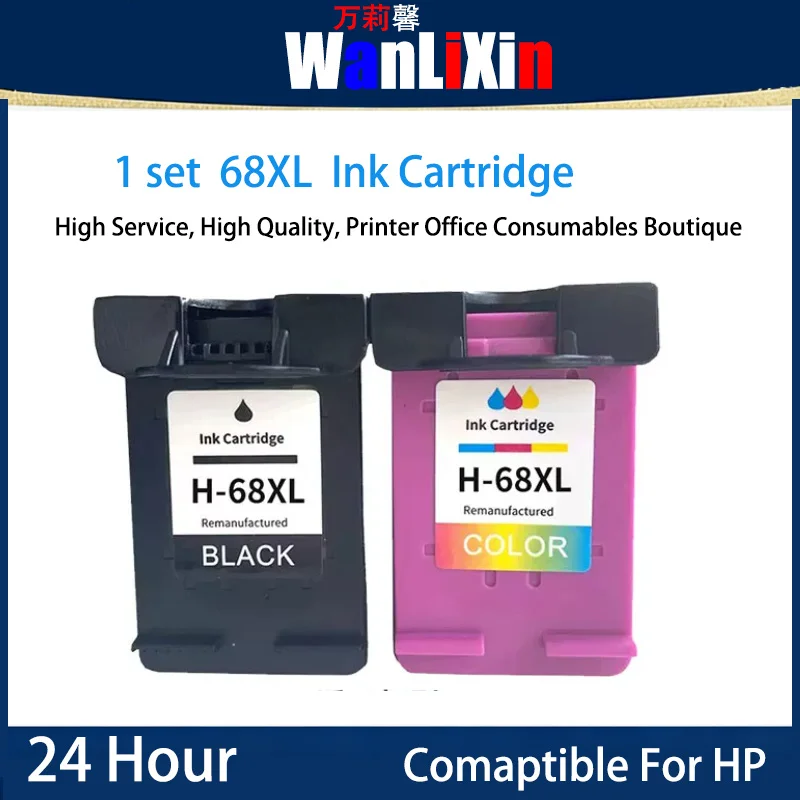 

1 SET 68XL Ink Cartridge Printhead Compatible For Hp 6130e 6552e 6555e 6558e 6530e 6152e 6155e 6552e