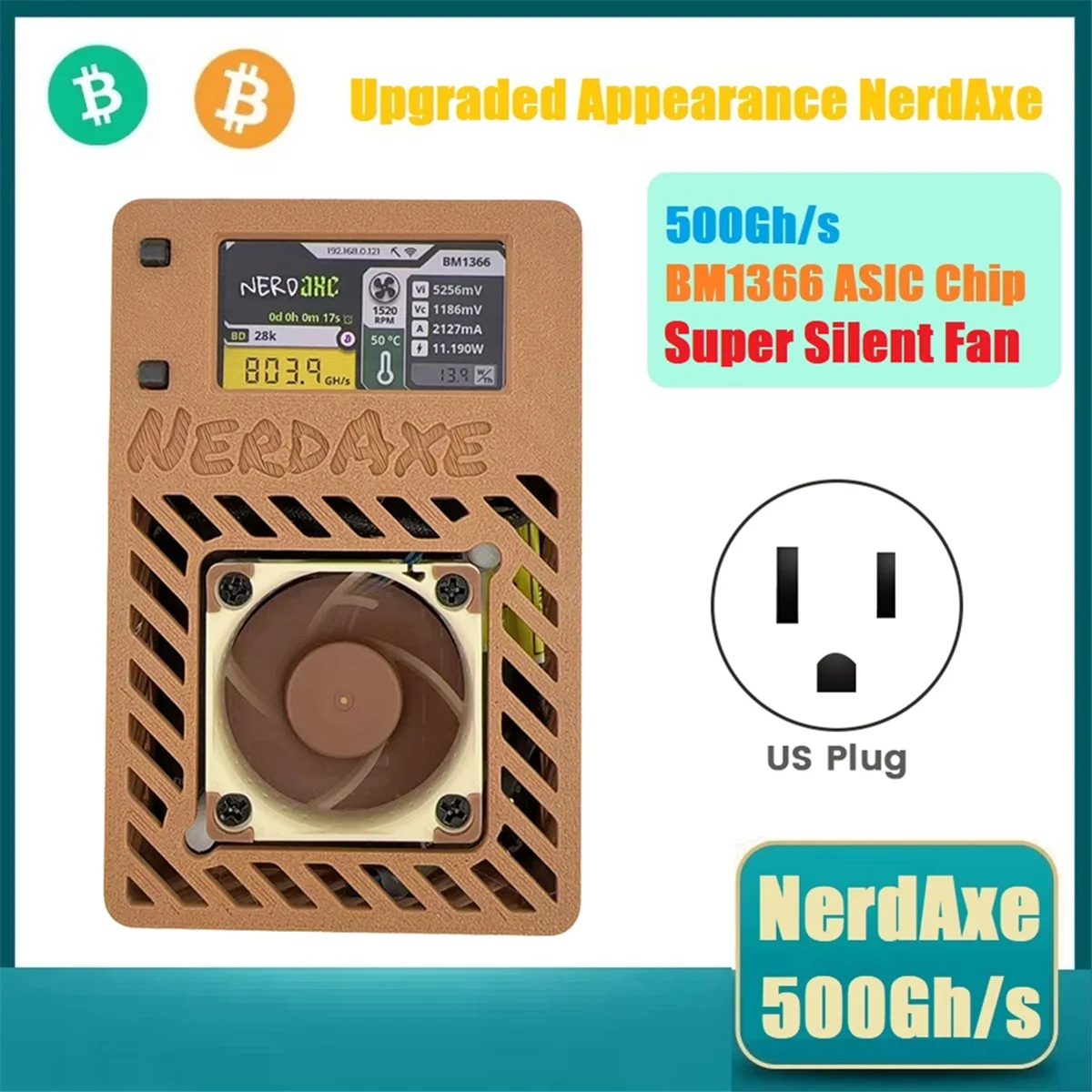 N33R_NerdAxe Miner Nerdminer BM1366 ASIC Chip Bitaxe BTC Miner US PLUG