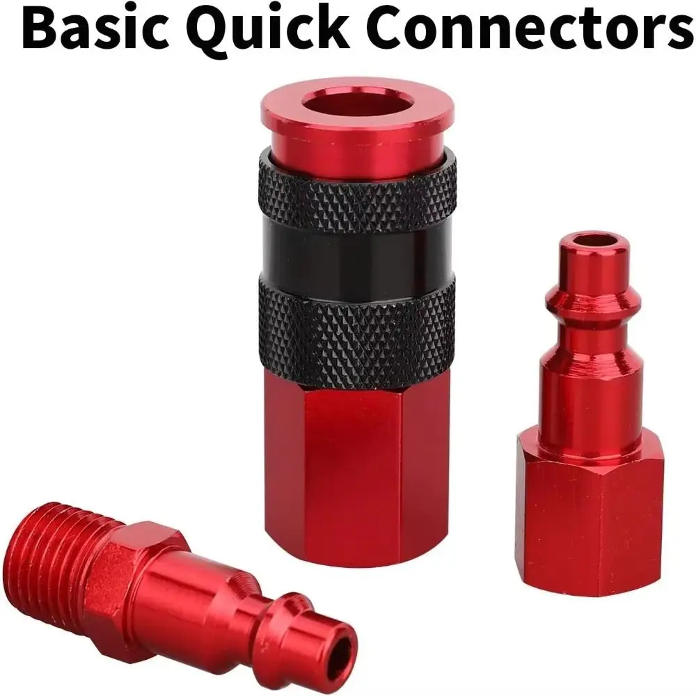 

1/4 Inch NPT Thread Air Coupler Plug Kit Aluminium Lightweight Red Coating Air Compressor Accessories Universal Fitting