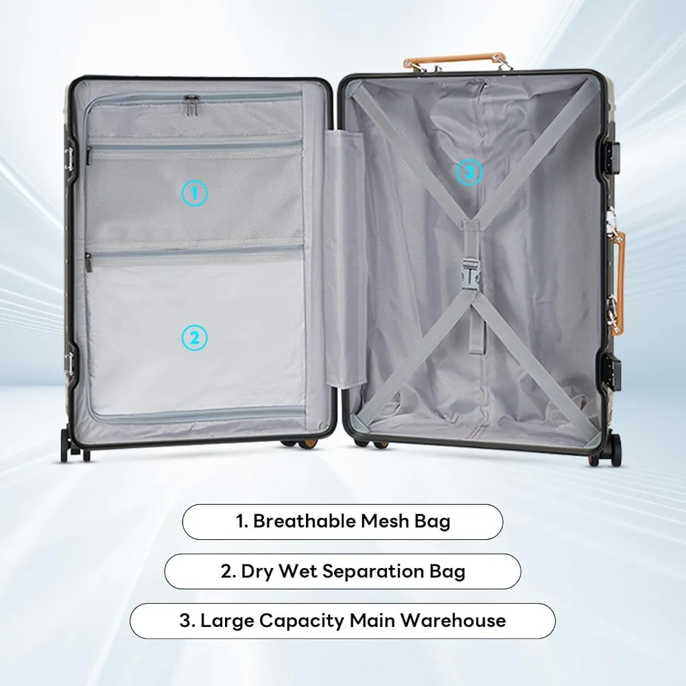 حقيبة حمل خفيفة الوزن مقاس 20 بوصة مع أقفال معتمدة من TSA وحامل أكواب ومنفذ USB لراحة السفر