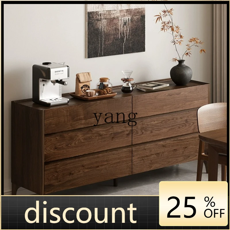 LH retro style black walnut solid wood six-bucket bedroom storage cabinet