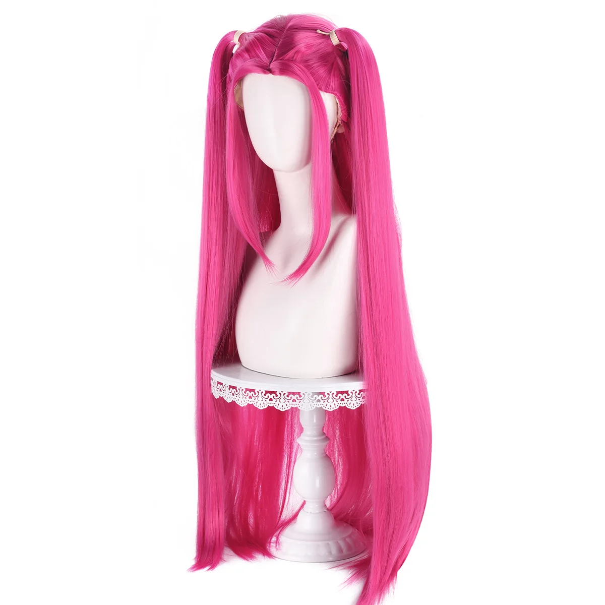 KPO-P-Stil, synthetische Cosplay-Perücke, Mi-ra, Rum-i, Zo-e, inspiriert, langes, lila, schwarz-rotes, hitzebeständiges Haar, Karneval, Anime-Party – Detail 8