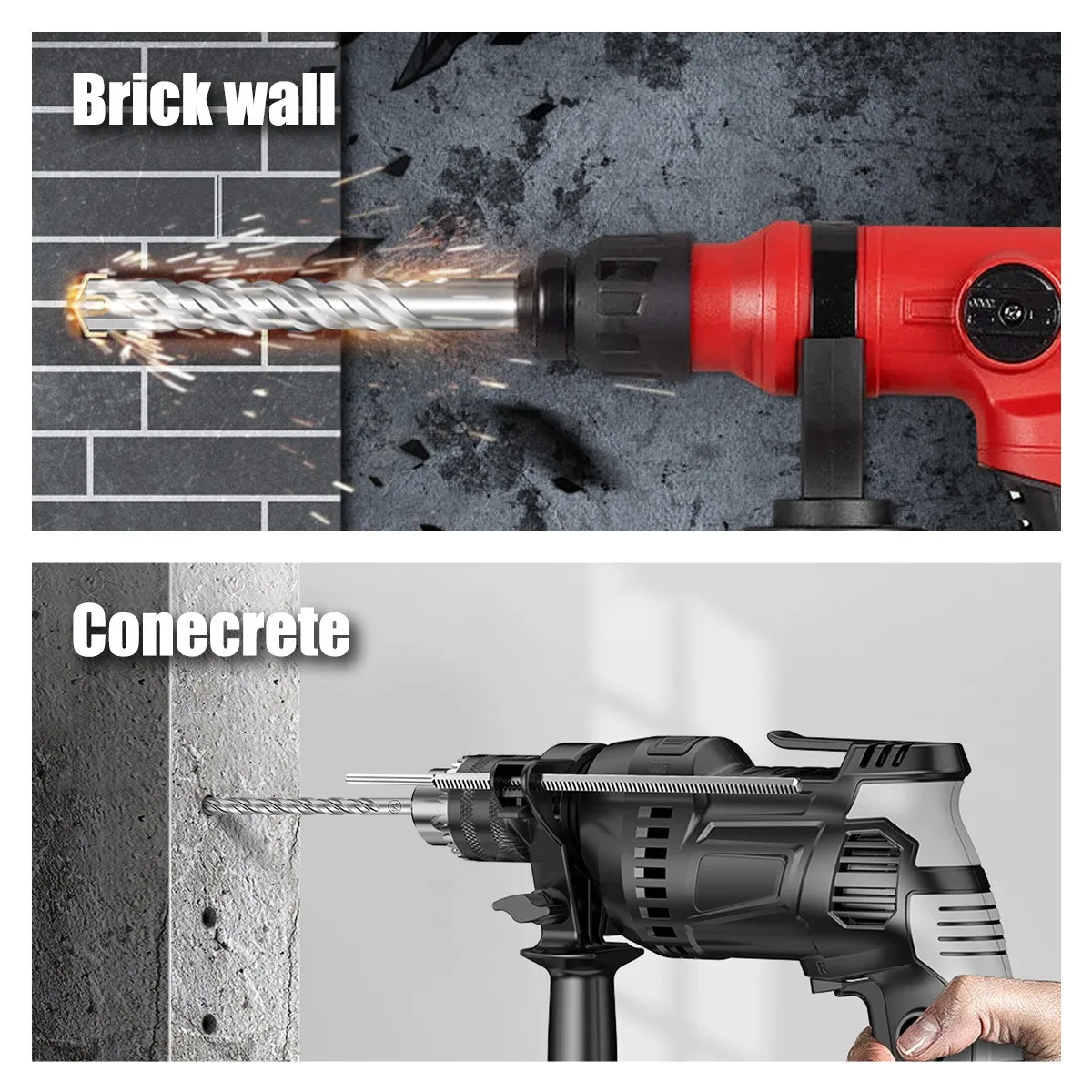 Cross alloy electric hammer drill bit, concrete punching impact drill bit, wall punching drill bit tool