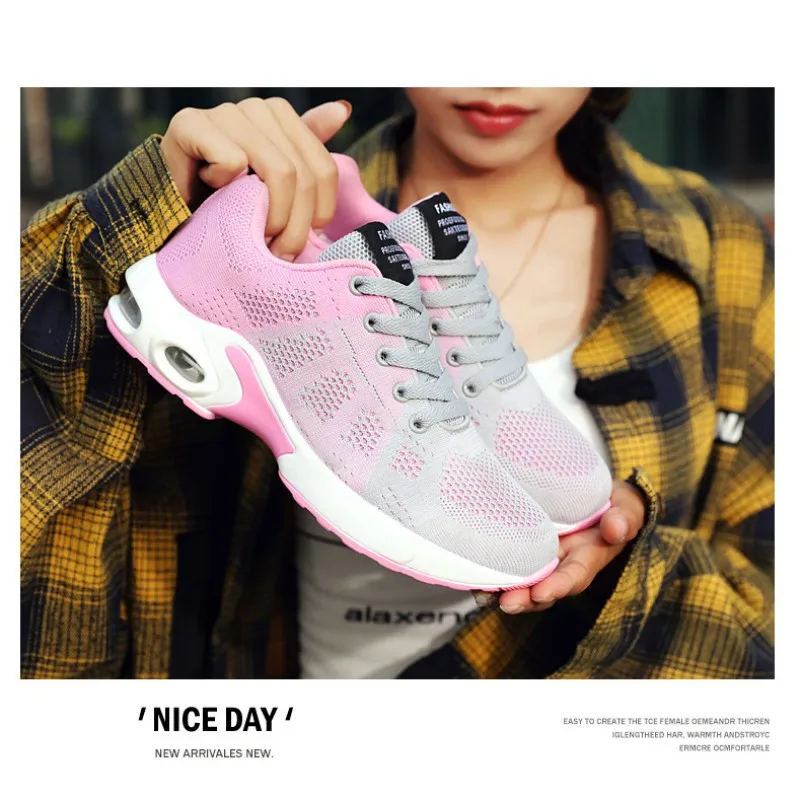 Running Shoes Ladies Breathable Sneakers Summer Light Mesh Air Cushion Women\'s Sports Shoes Outdoor Lace Up Training Shoes