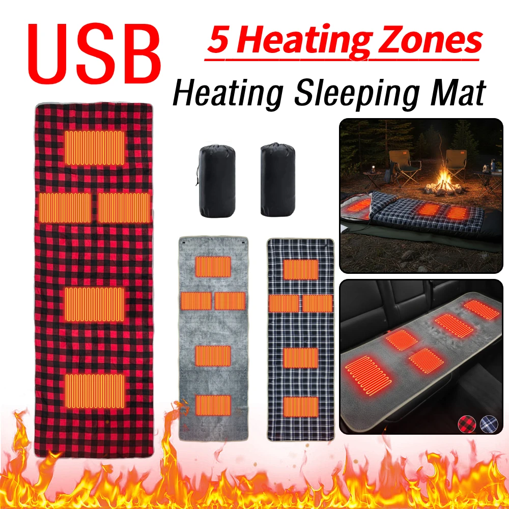 

Camping USB Heating Sleeping Mat 3 Adjustable Temperature Waterproof Electric Warm Sleeping Mat for Outdoor Hiking Picnic