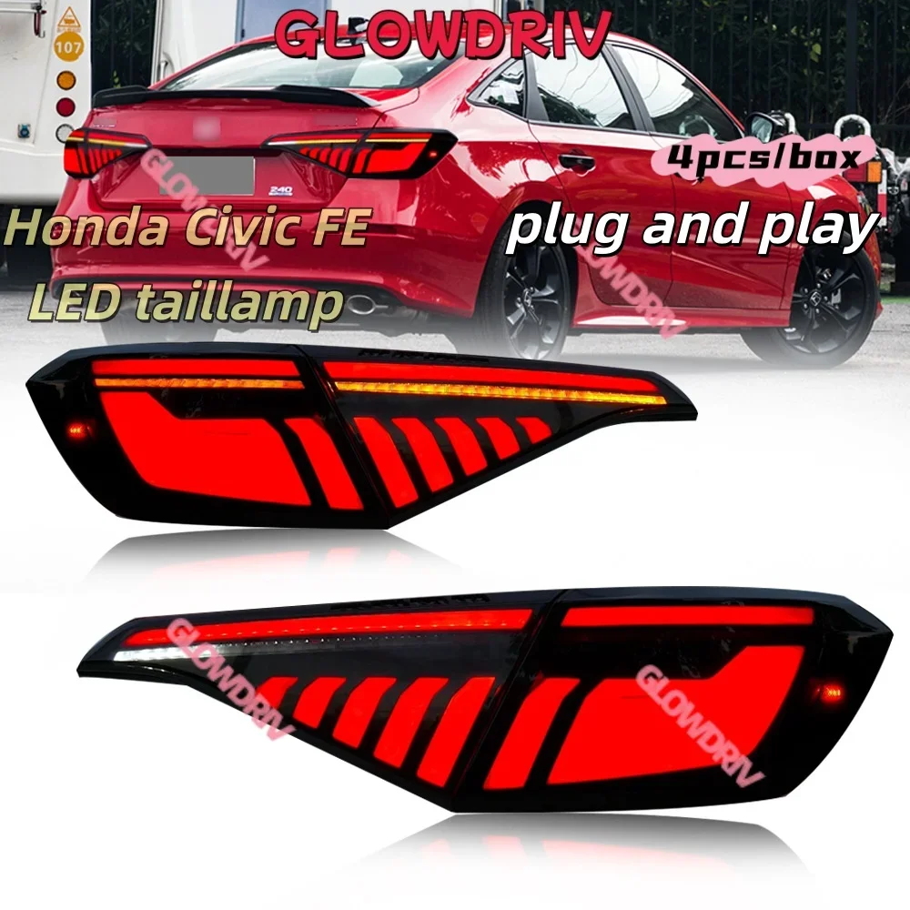 

Светодиодный задний фонарь для Honda Civic FE 11-го поколения, задний фонарь с функцией RGB, динамический сигнал поворота, динамическая подсветка.