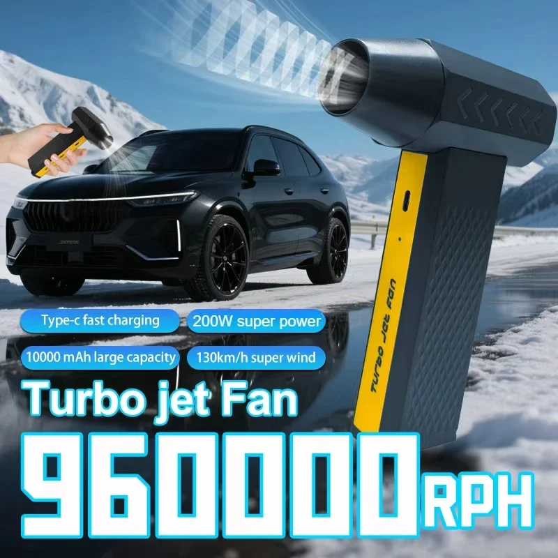 

960000RPH турбореактивный вентилятор, бесщеточный двигатель, высокоскоростной воздуходувка со светодиодной подсветкой, USB перезаряжаемый мощный пылесборник для автомобиля/клавиатуры