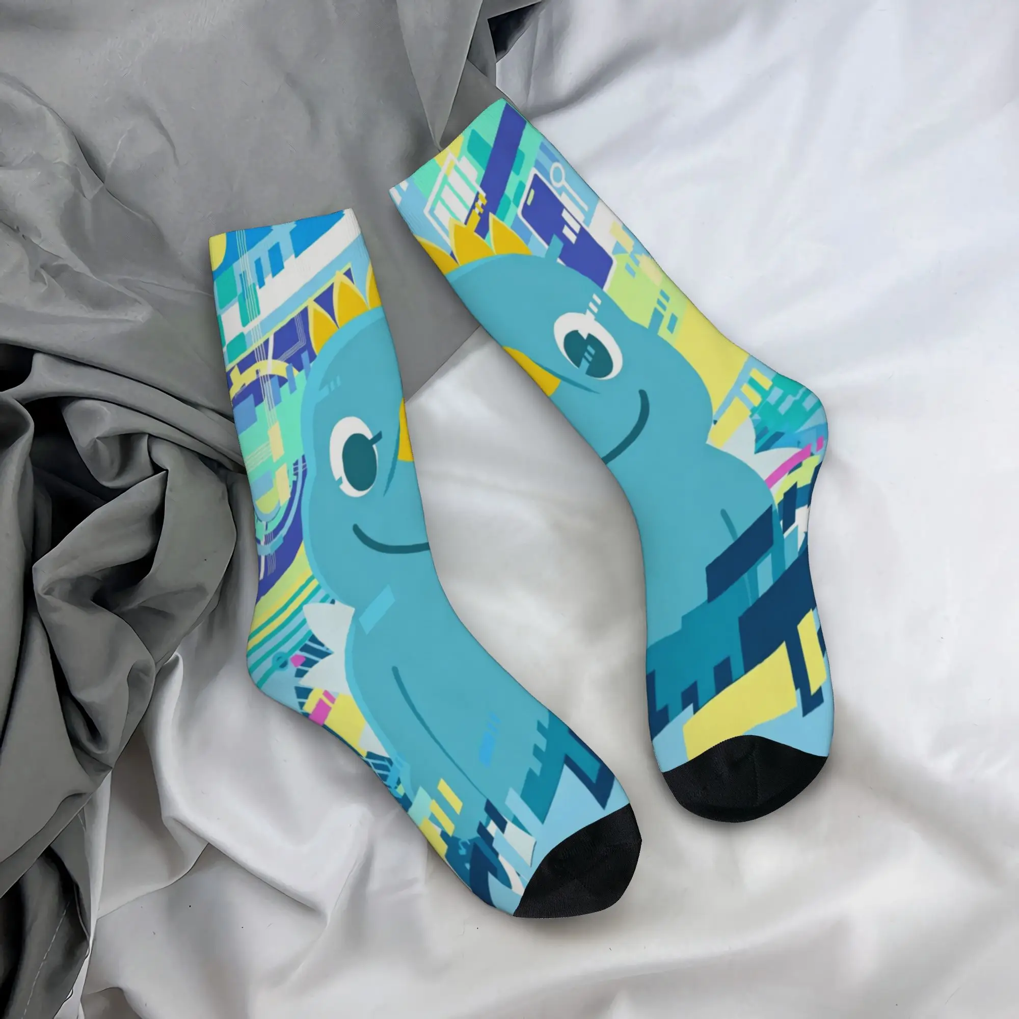 Crazy Design Chibi Monster Raids Again Soccer Socks Cartoon Polyester Crew Socks for Women Men Sweat Absorbing