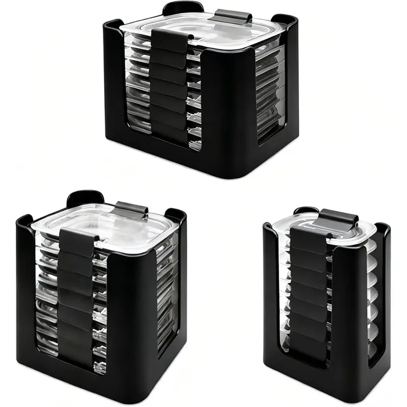 ABMR-Organizador de tapas para recipientes de alimentos Rubbermaid Brilliance - Tapas Nap-On (paquete de 3), para espacio de almacenamiento en gabinetes de cocina