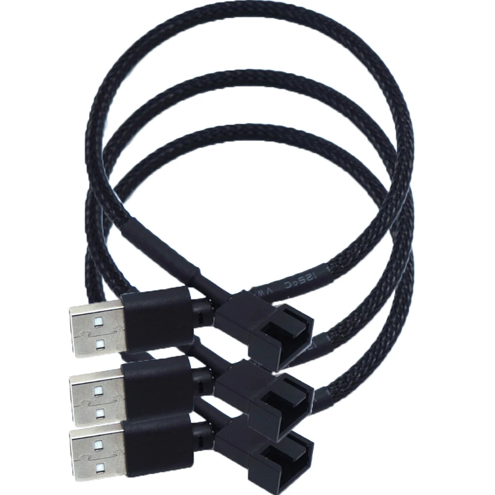 

3Pc USB to Fan Adapter Cables Computer PC Fan Power Cable Connector Adapter Connect (Black)
