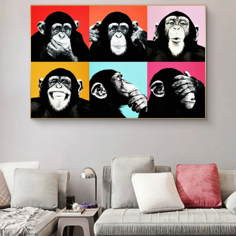 Modern Banksy Aesthetic Wall Art Funny Monkey Graffiti HD Oil On Canvas Posters And Prints Home Bedroom Living Room Decor Gifts