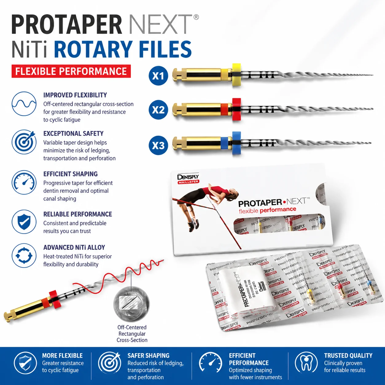 3Pcs Dental ProNext Rotary Instrument Heat Activation Flexible Engine Files For Root Canal Dentist Tool Dentistry tool