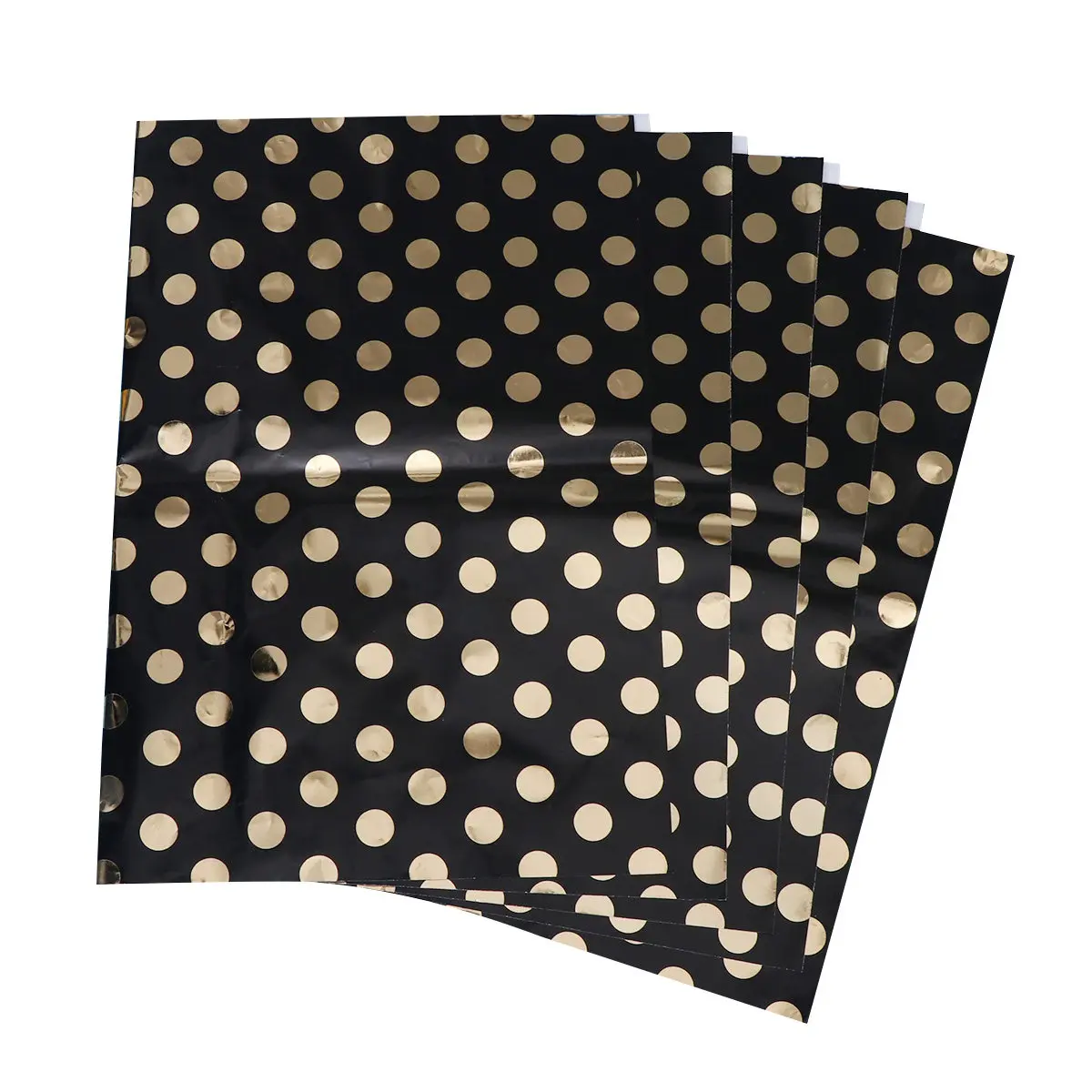 5 قطع من ورق تغليف الهدايا بنقاط البولكا دوت باللونين الأسود والذهبي، سطح ناعم مثالي لحفلات الزفاف وأعياد الميلاد وحفلات استقبال المولود ومشاريع الديكور اليدوية