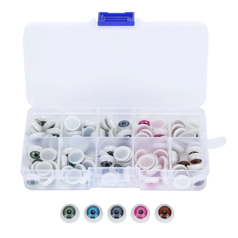 

100pcs Doll Accessories Half Round Doll Eyeballs Colorful Plastic Half Round Eyes Resin Plastic Eyes Halloween Decorations